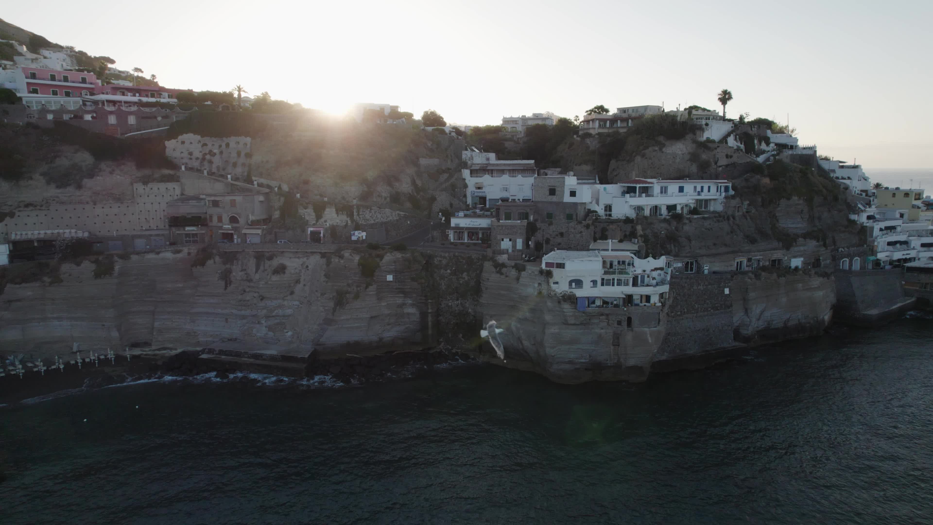 Sunrise drone view of Ischia Sant'Angelo