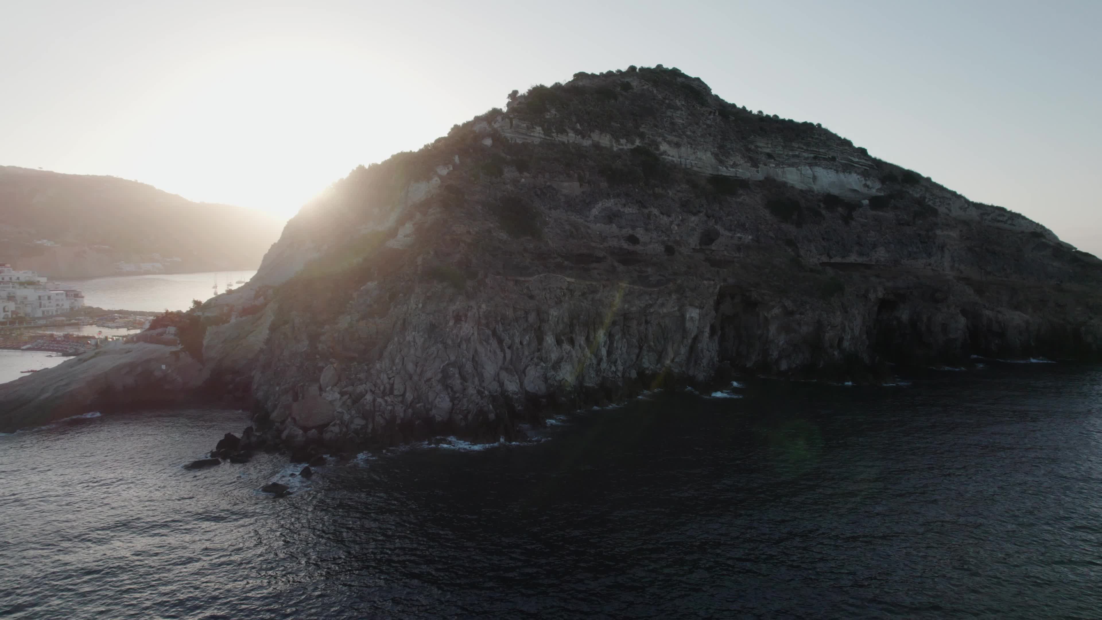 Sunrise drone view of Ischia Sant'Angelo