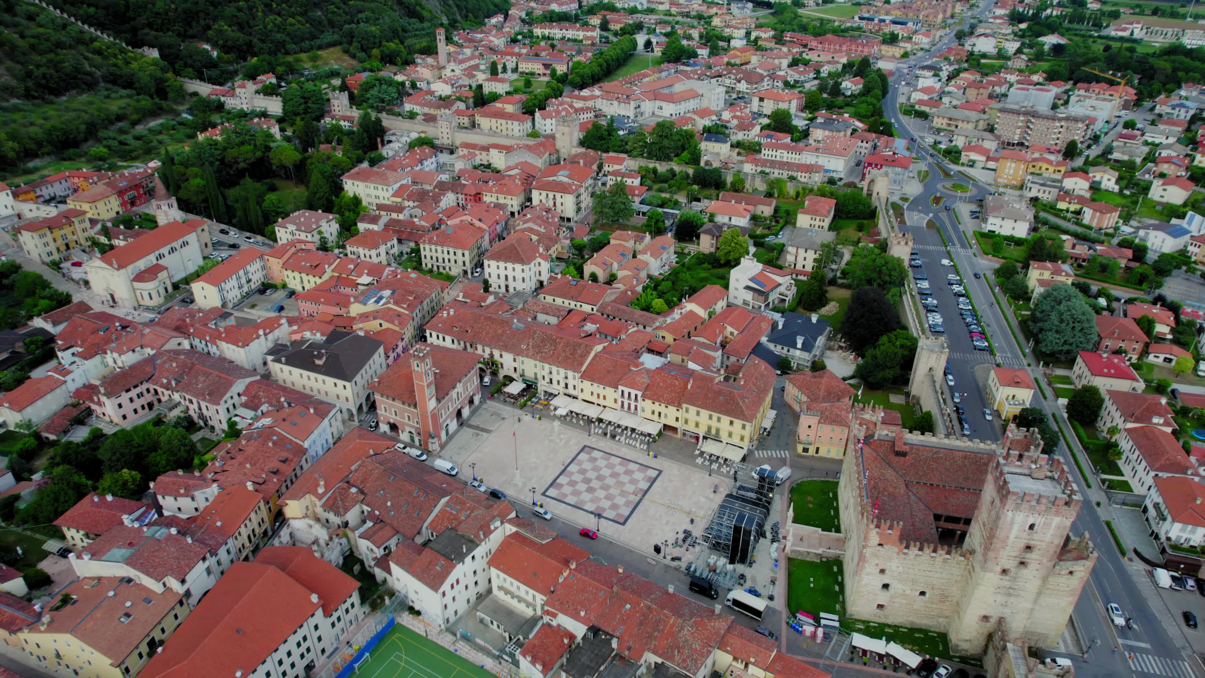 Drone View Of Marostica, Italy