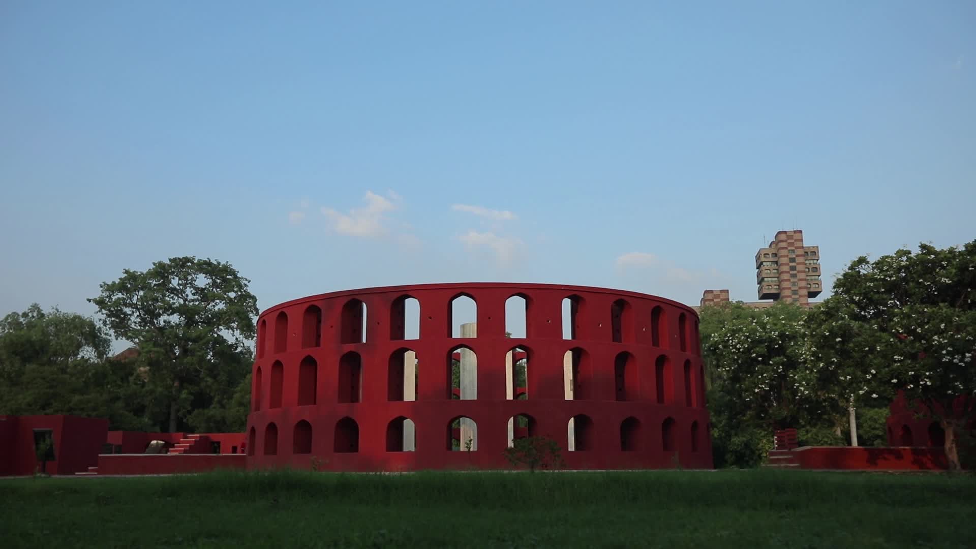 People visits Jantar Mantar monument in Delhi.