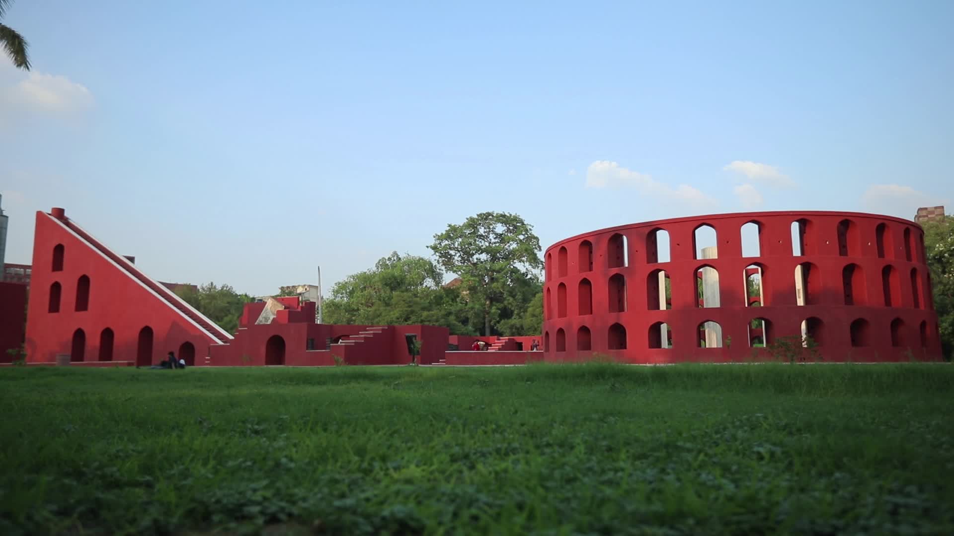 People visits Jantar Mantar monument in Delhi.