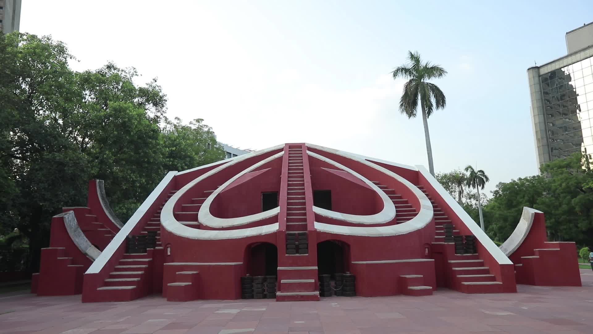 People visits Jantar Mantar monument in Delhi.