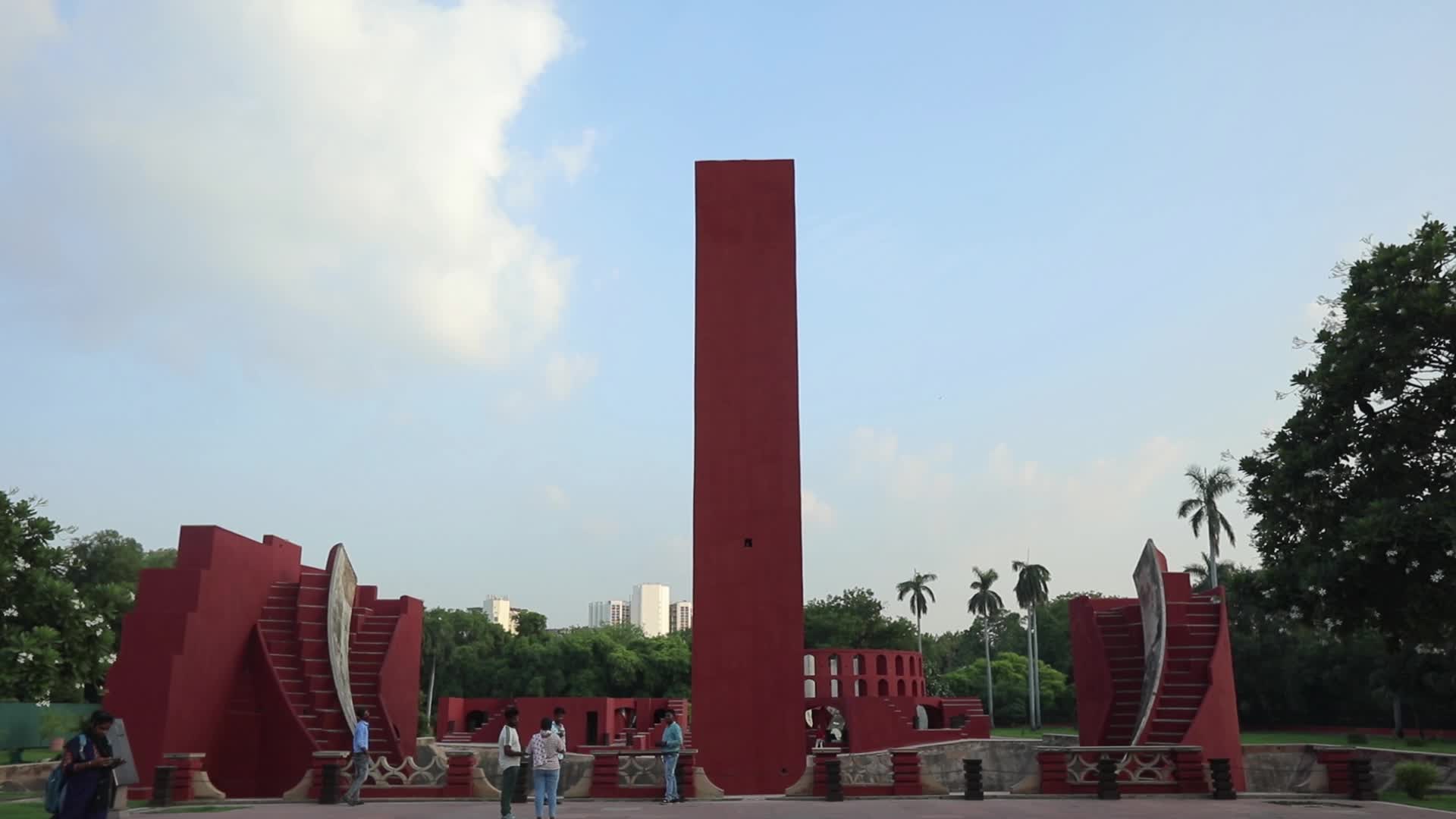 People visits Jantar Mantar monument in Delhi.