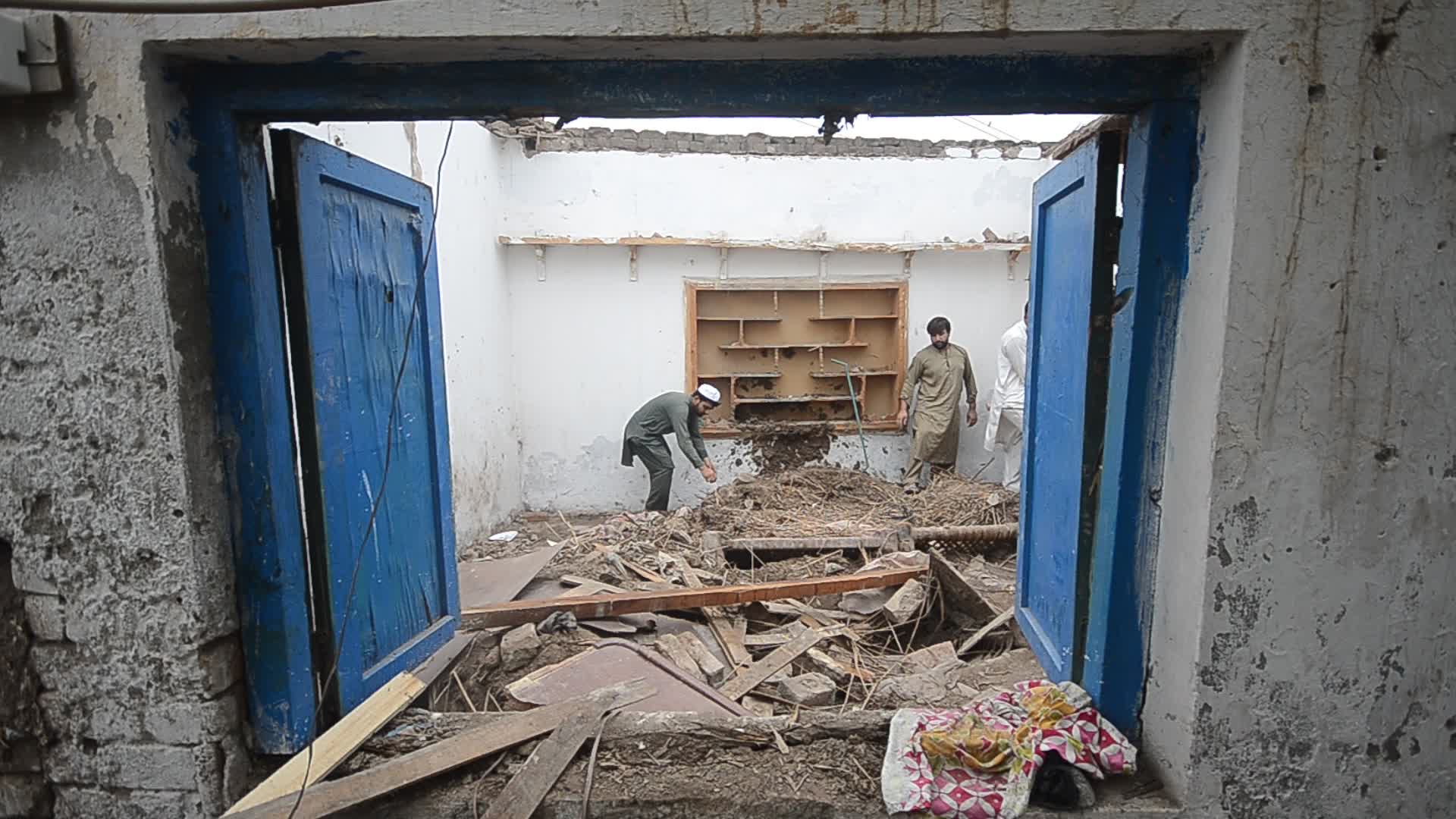 Roof of mud house collapsed killing one and two woman injured in Peshawar
