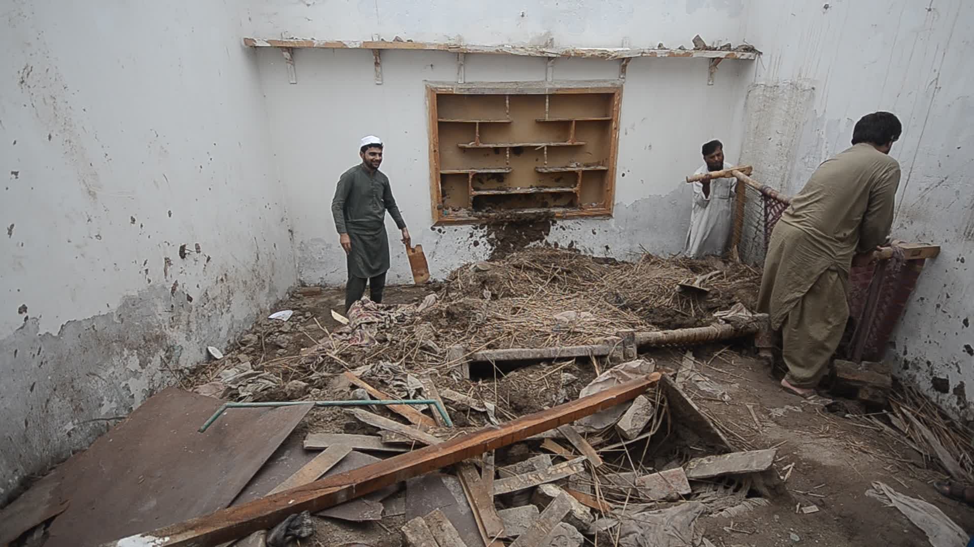 Roof of mud house collapsed killing one and two woman injured in Peshawar
