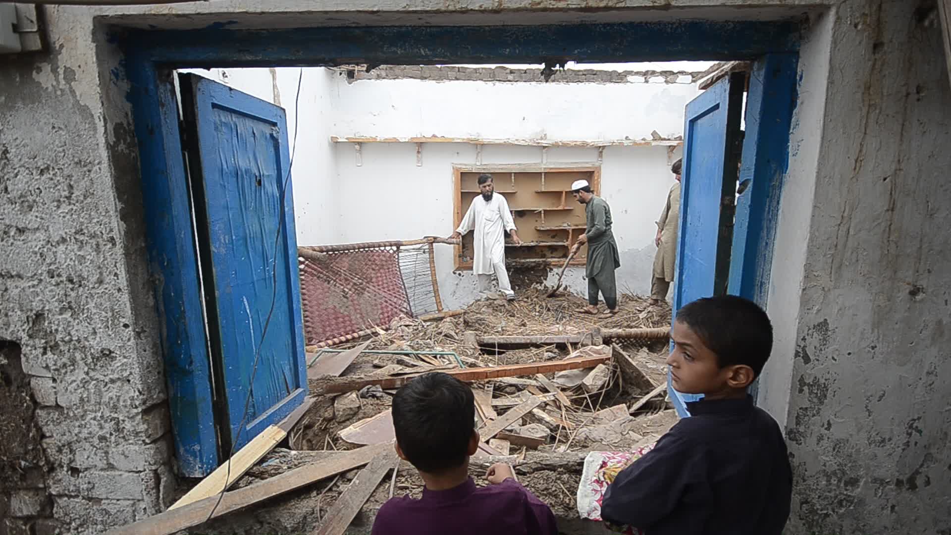 Roof of mud house collapsed killing one and two woman injured in Peshawar
