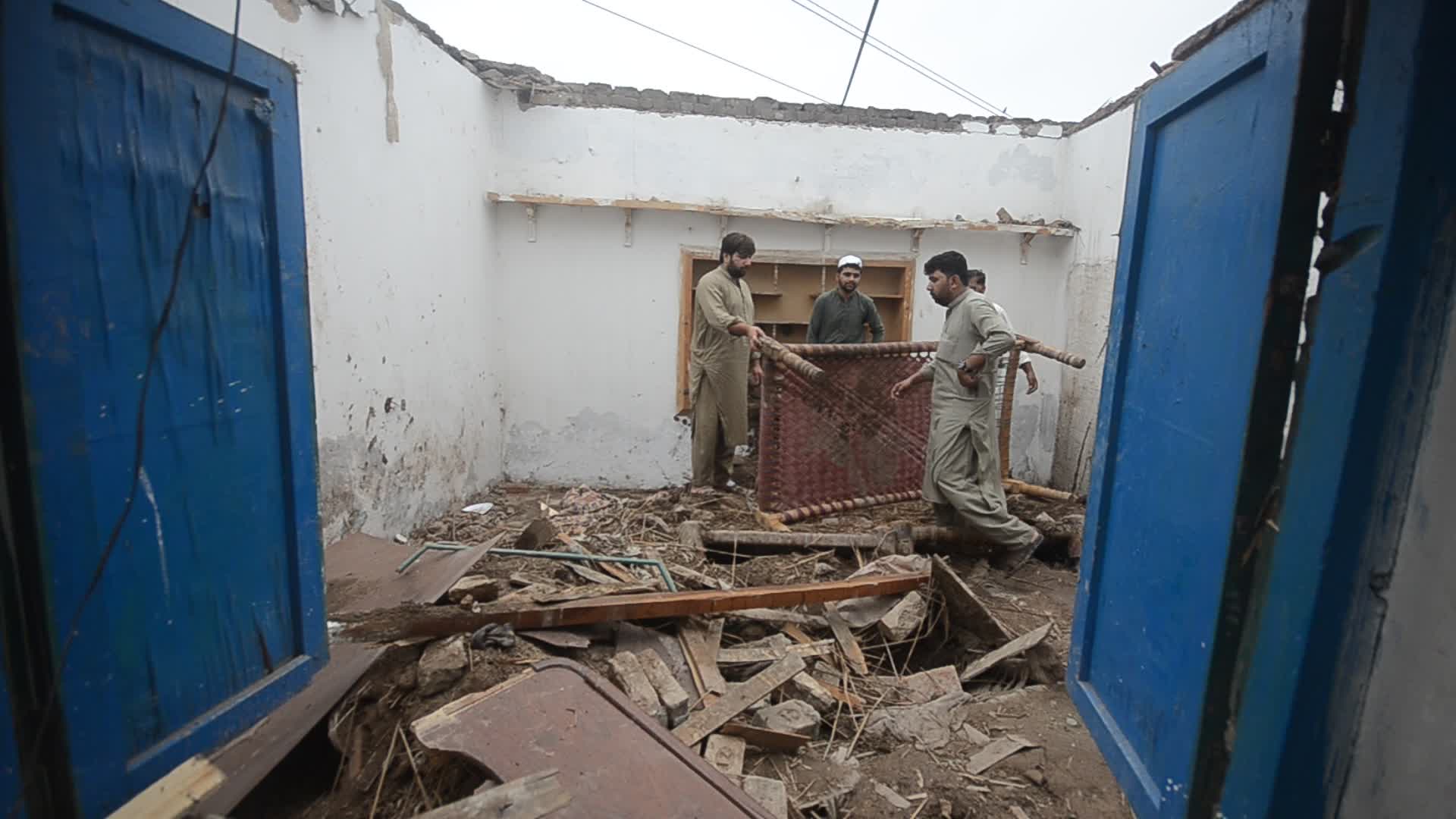 Roof of mud house collapsed killing one and two woman injured in Peshawar
