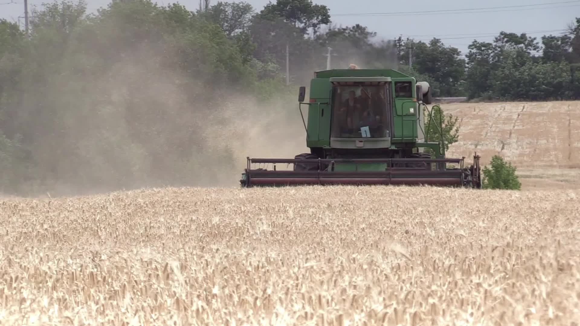Ukrainian farmers harvesting grain of winter barley in Odesa region, amid Russia's invasion of Ukraine