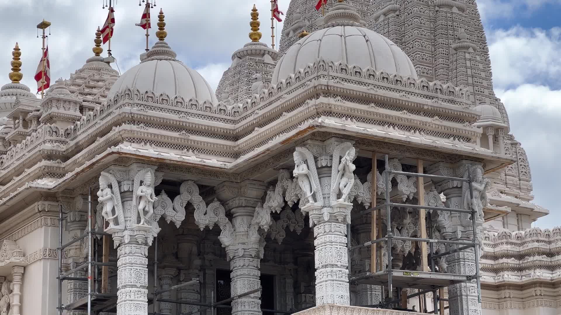 Restoration of the exterior of the BAPS Swaminarayan Mandir in Toronto