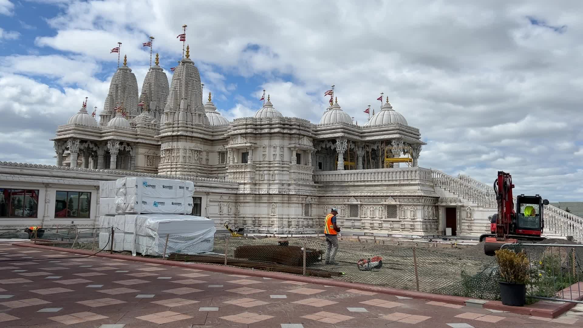 Restoration of the exterior of the BAPS Swaminarayan Mandir in Toronto