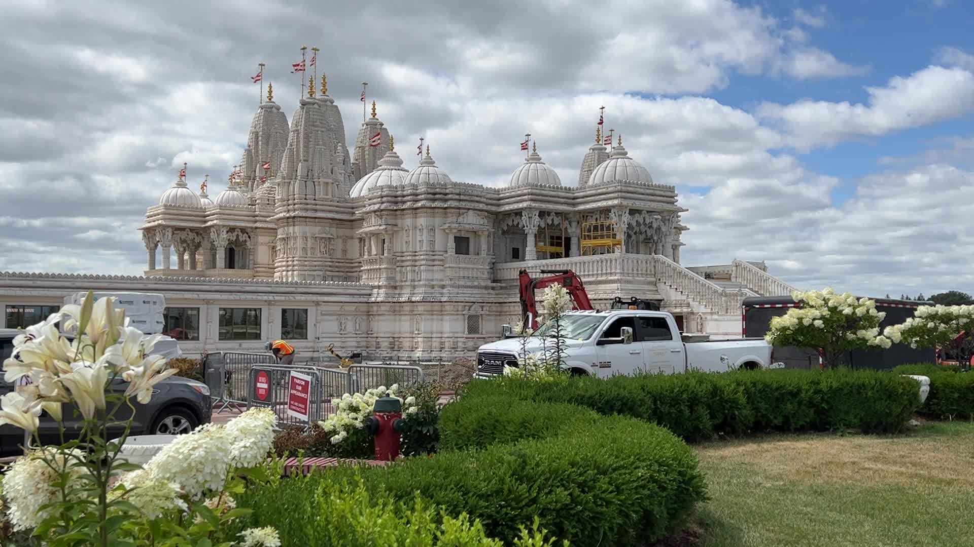 Restoration of the exterior of the BAPS Swaminarayan Mandir in Toronto