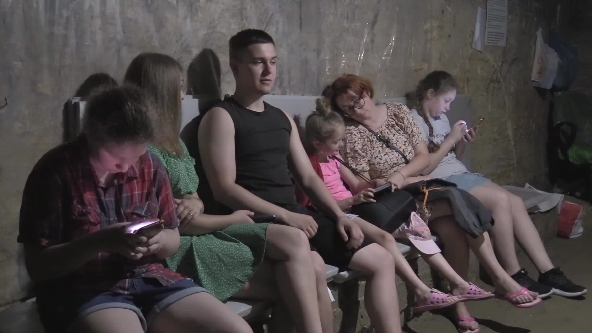 Ukrainians use catacombs as a bomb shelter during air raid alert in Odesa, amid Russia's invasion of Ukraine