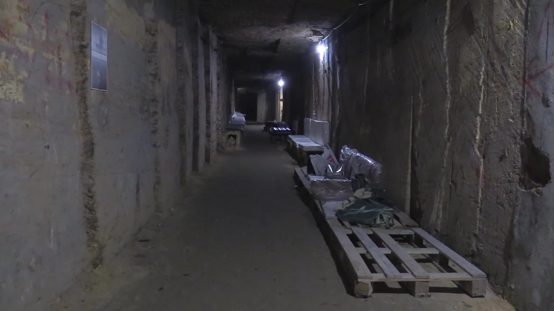 Ukrainians use catacombs as a bomb shelter during air raid alert in Odesa, amid Russia's invasion of Ukraine