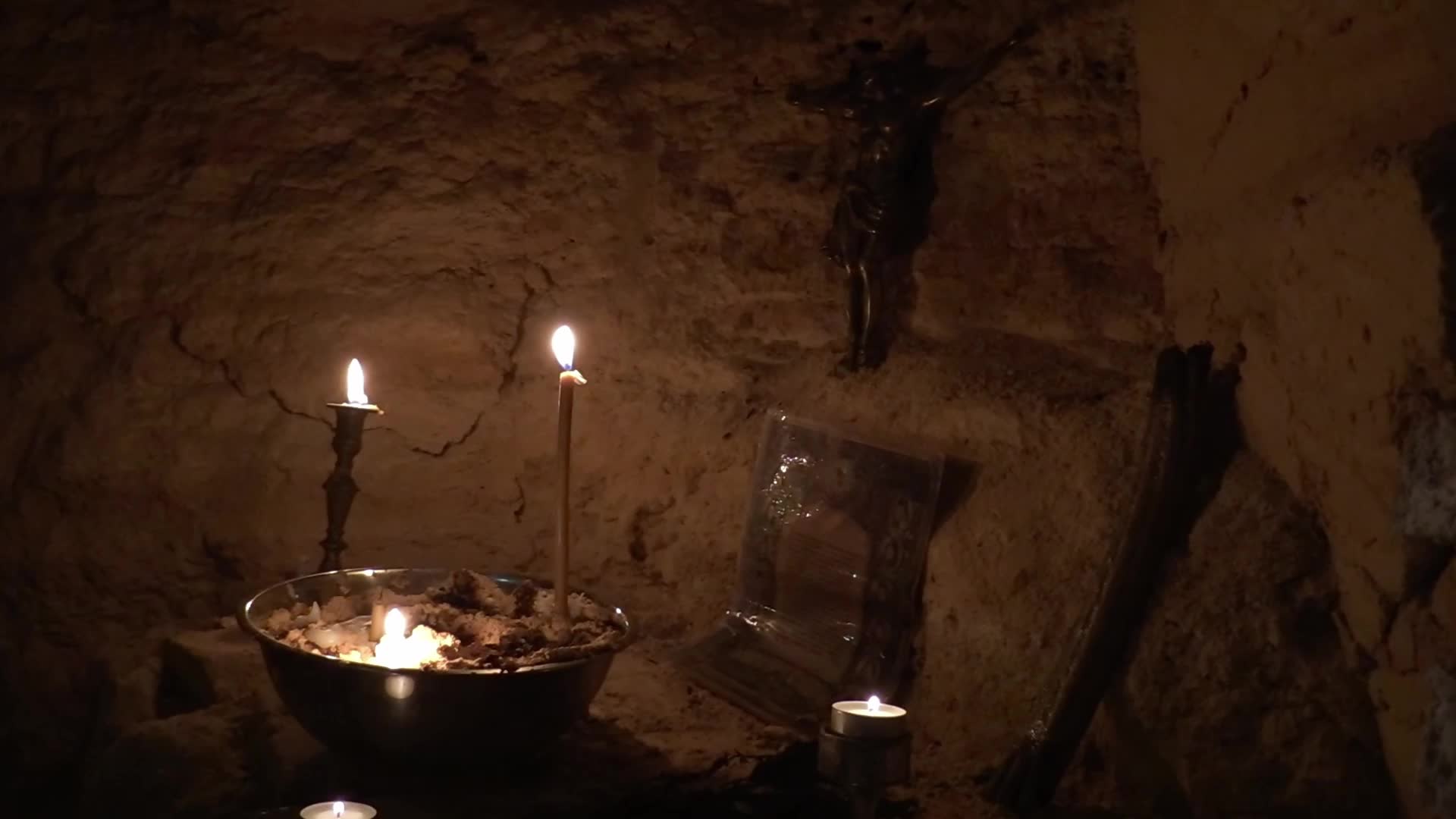 Orthodox priests pray for the victory of Ukraine in the catacombs of Odesa, amid Russia's invasion of Ukraine