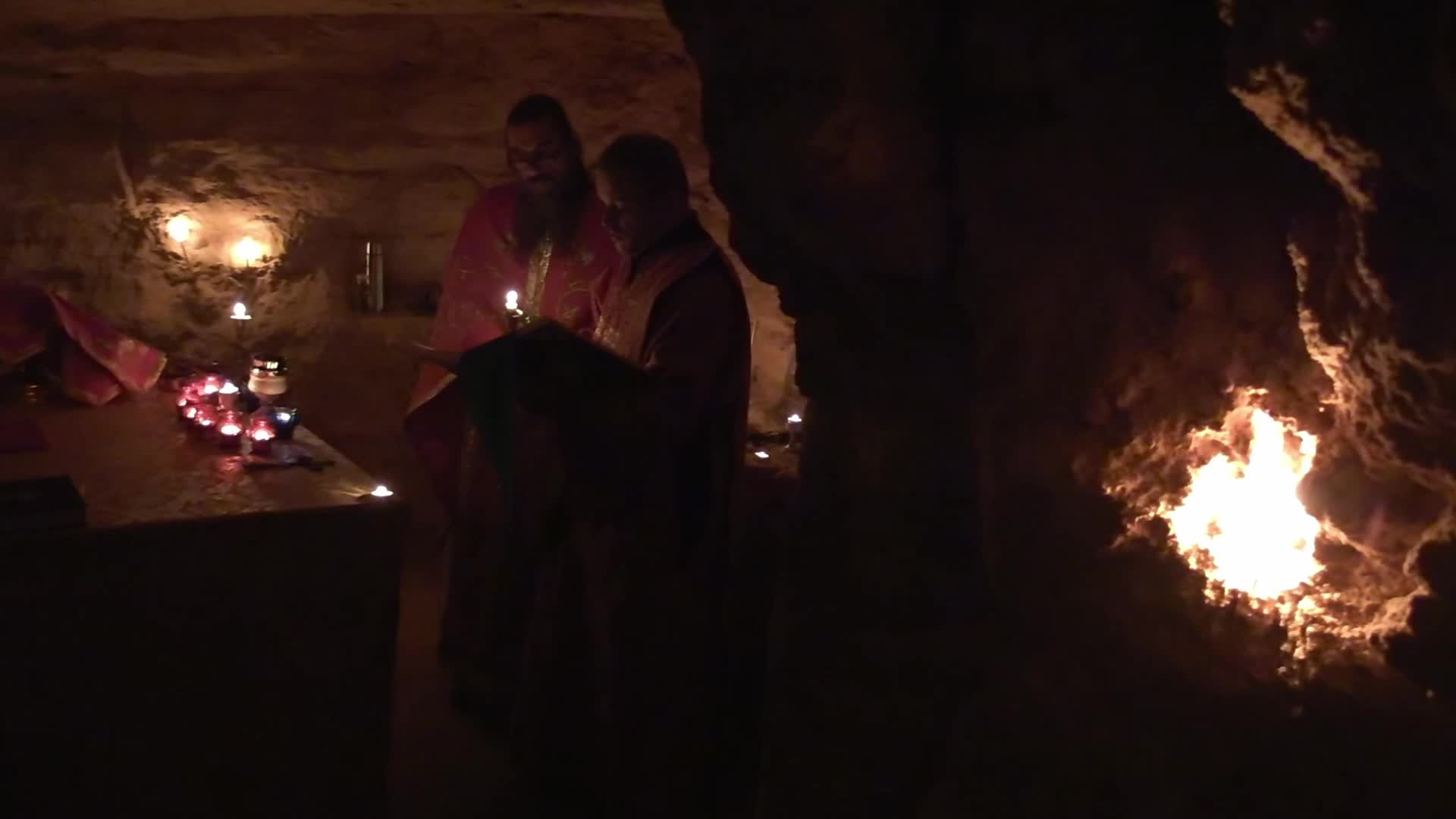 Orthodox priests pray for the victory of Ukraine in the catacombs of Odesa, amid Russia's invasion of Ukraine