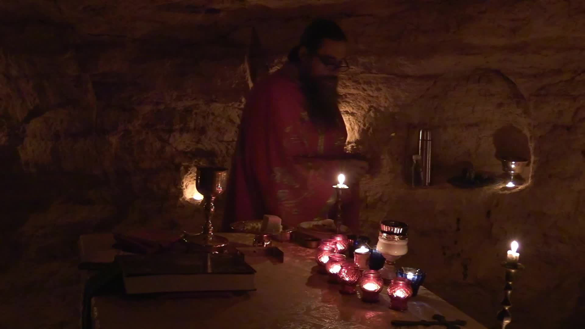 Orthodox priests pray for the victory of Ukraine in the catacombs of Odesa, amid Russia's invasion of Ukraine