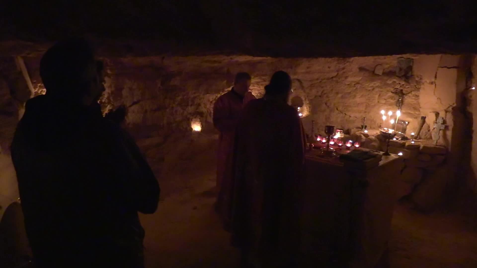 Orthodox priests pray for the victory of Ukraine in the catacombs of Odesa, amid Russia's invasion of Ukraine
