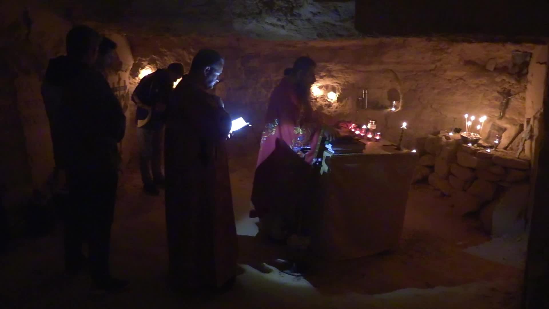 Orthodox priests pray for the victory of Ukraine in the catacombs of Odesa, amid Russia's invasion of Ukraine