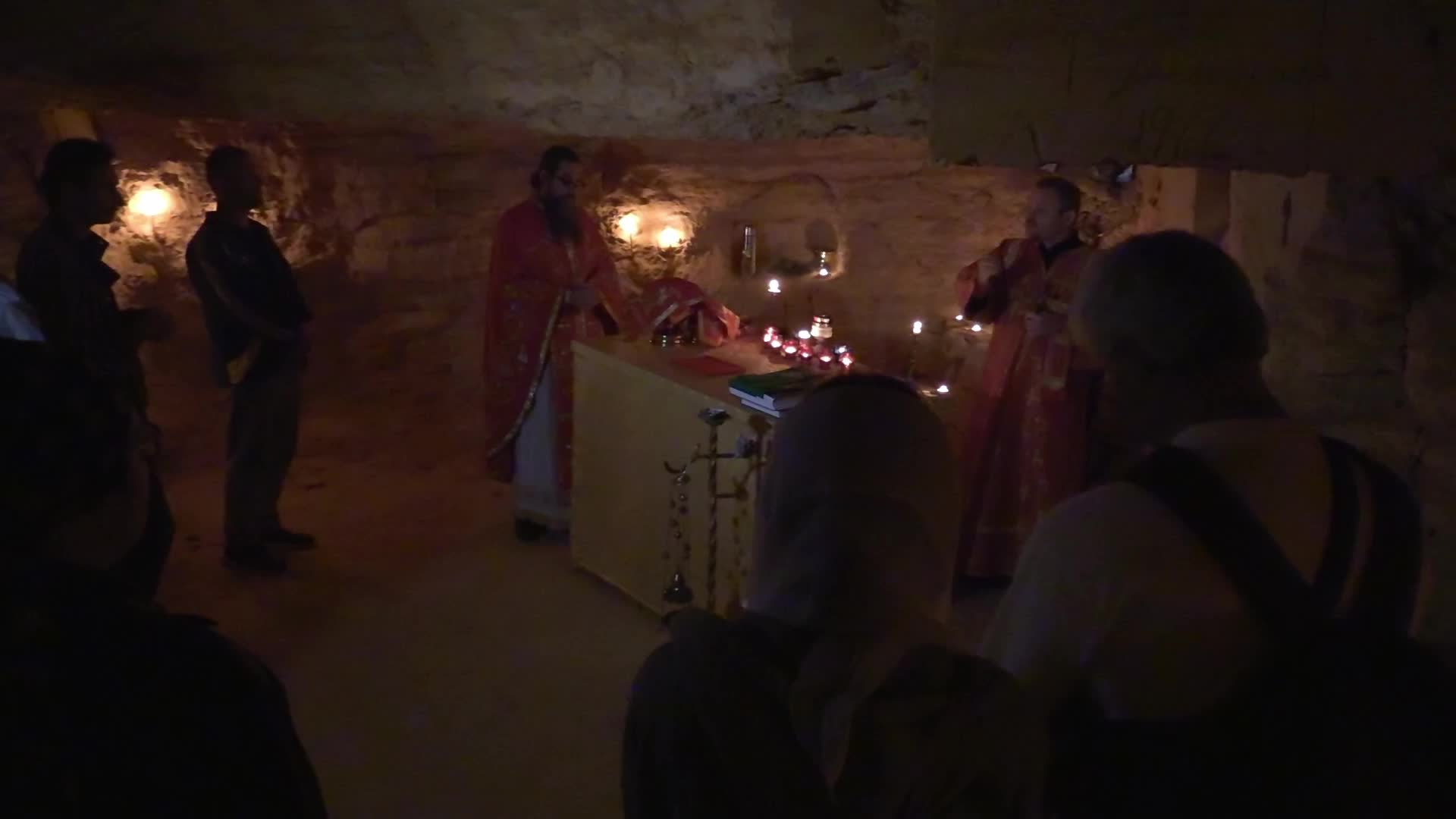 Orthodox priests pray for the victory of Ukraine in the catacombs of Odesa, amid Russia's invasion of Ukraine