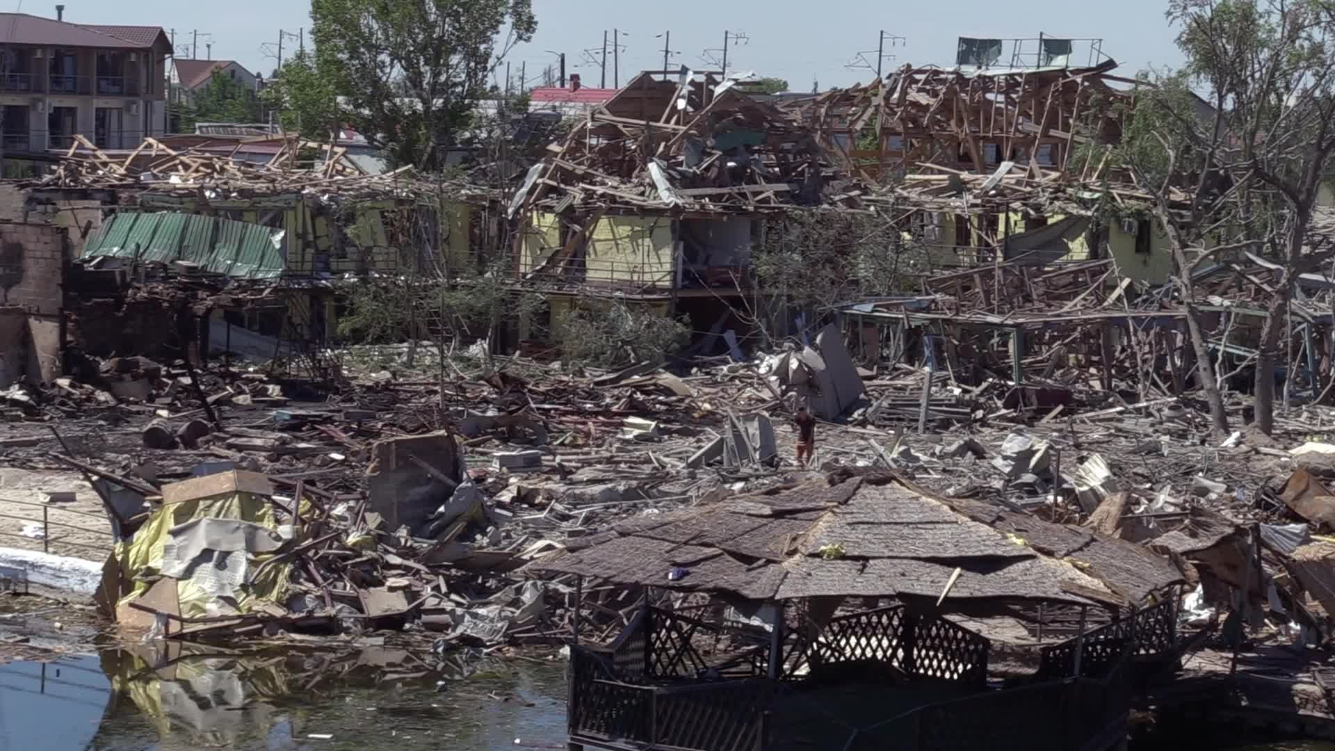 Aftermath of a missile strike in Odesa region, amid Russia's invasion of Ukraine