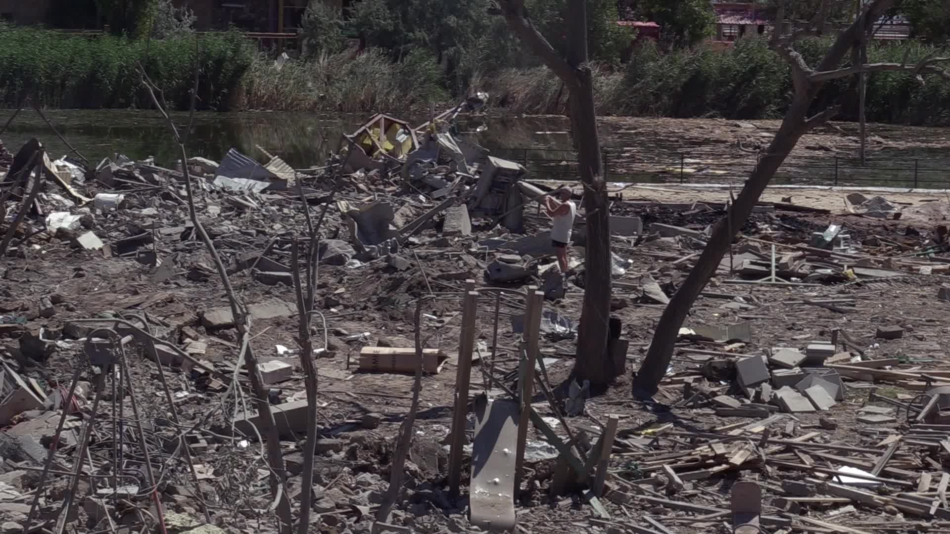 Aftermath of a missile strike in Odesa region, amid Russia's invasion of Ukraine