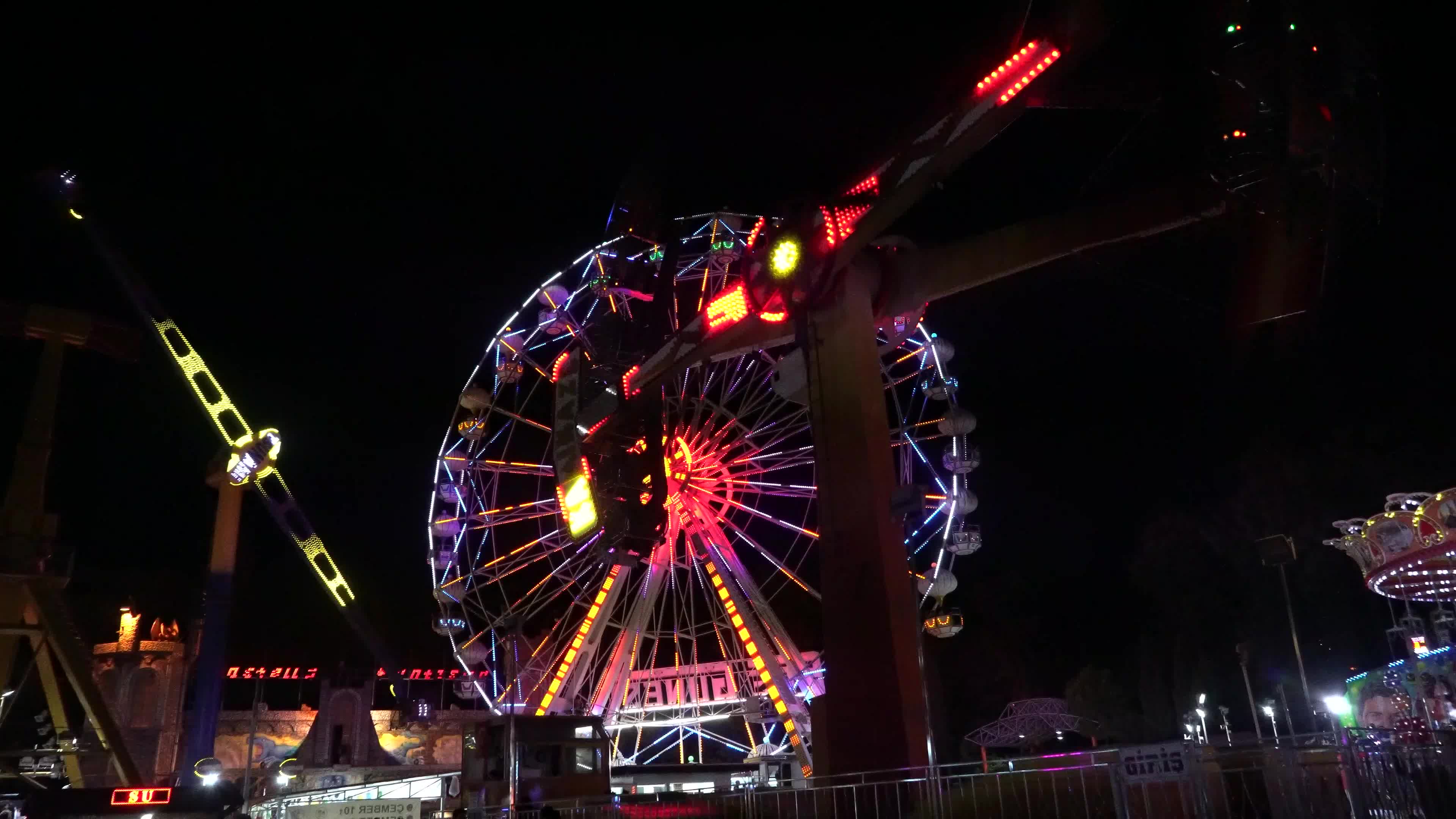 A summer night with funfair scenes in Izmir, Turkey