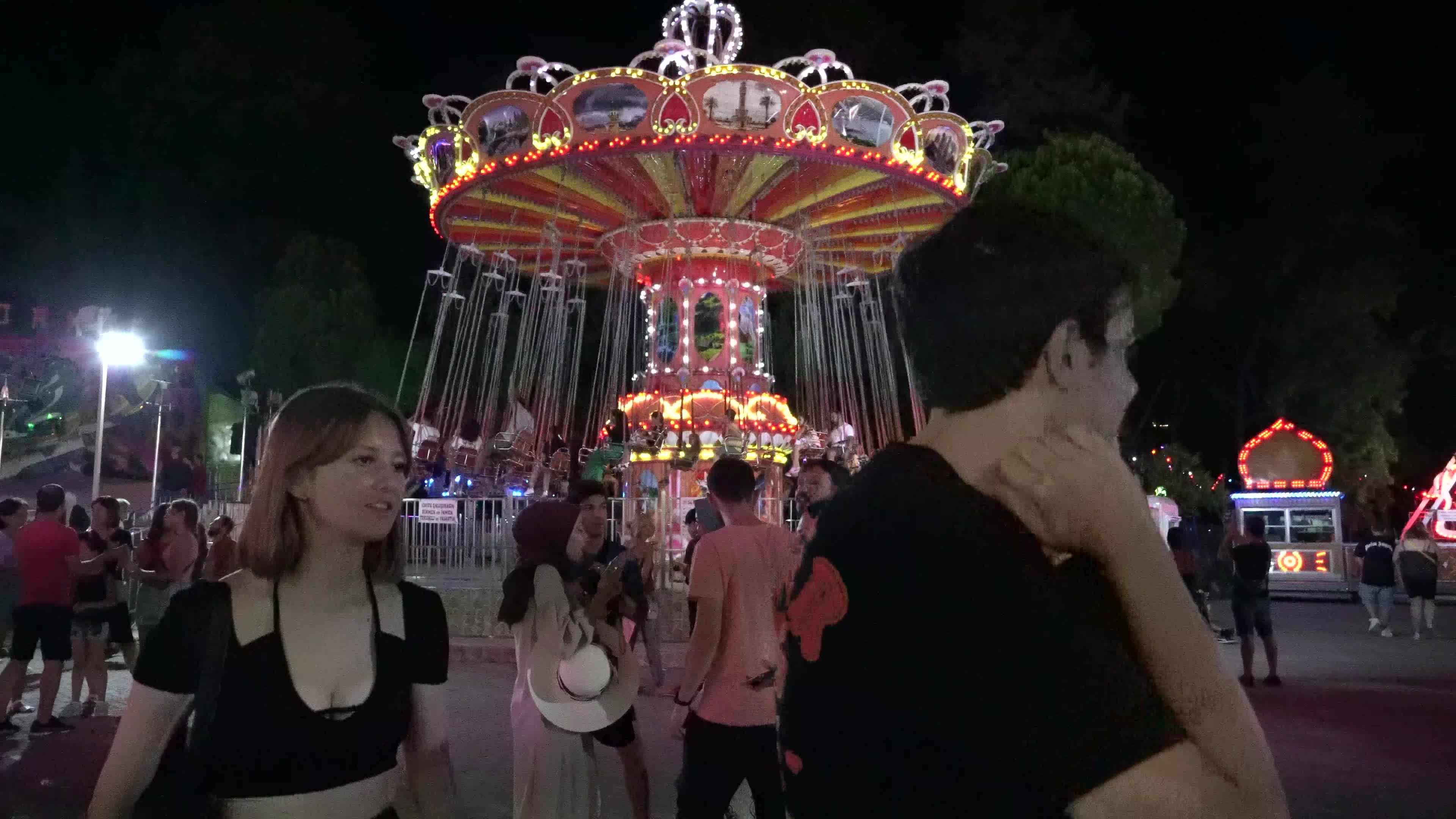 A summer night with funfair scenes in Izmir, Turkey