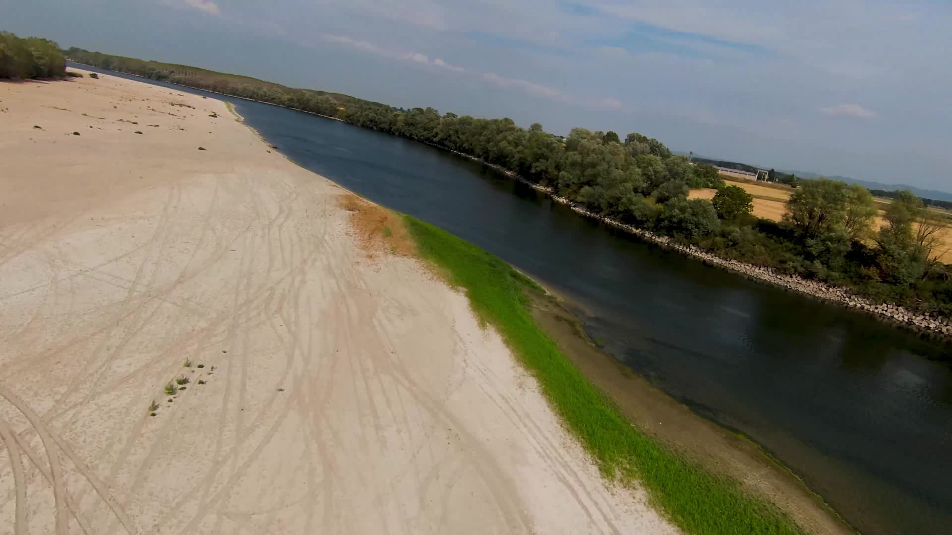 Drone View Of The River Po Drained By The Worst Drought In 70 Years