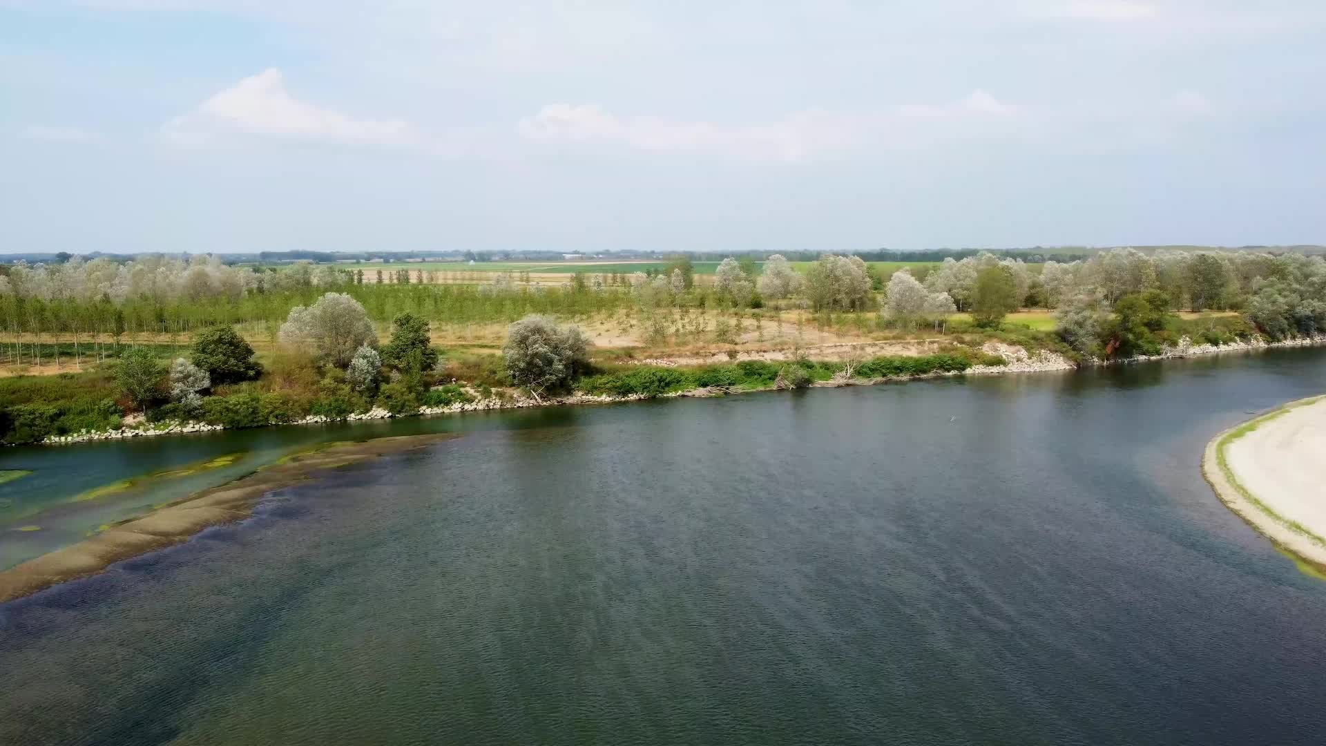 Drone View Of The River Po Drained By The Worst Drought In 70 Years