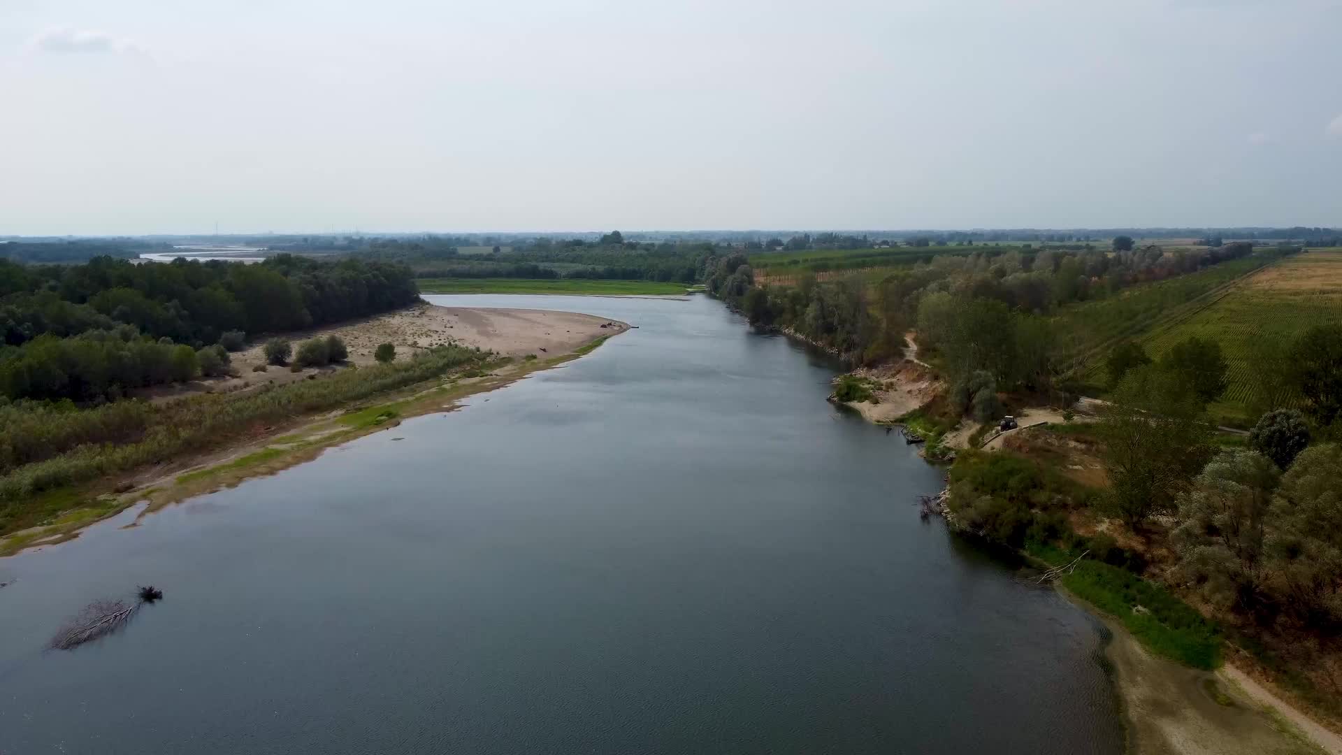 Drone View Of The River Po Drained By The Worst Drought In 70 Years