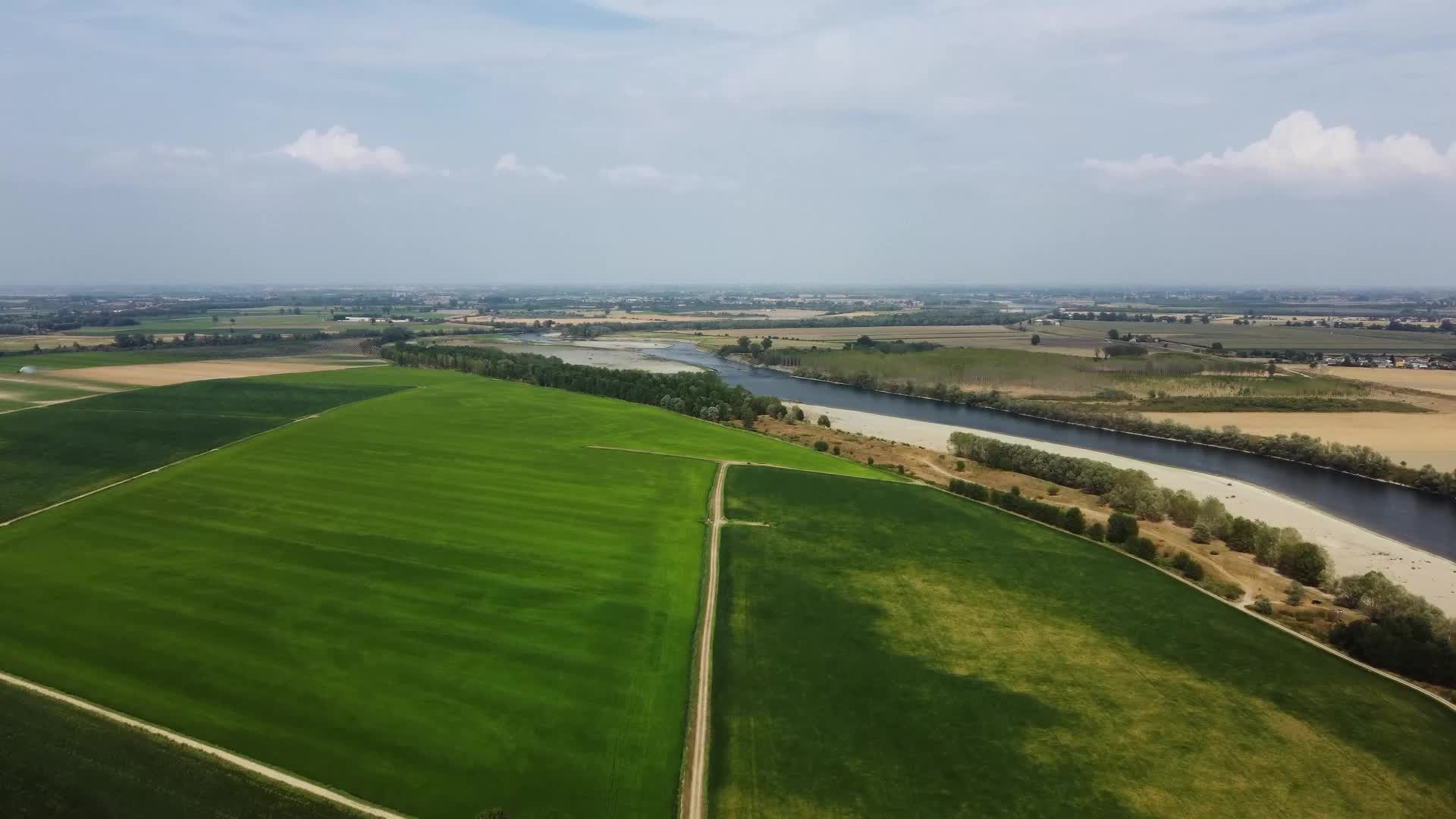 Drone View Of The River Po Drained By The Worst Drought In 70 Years