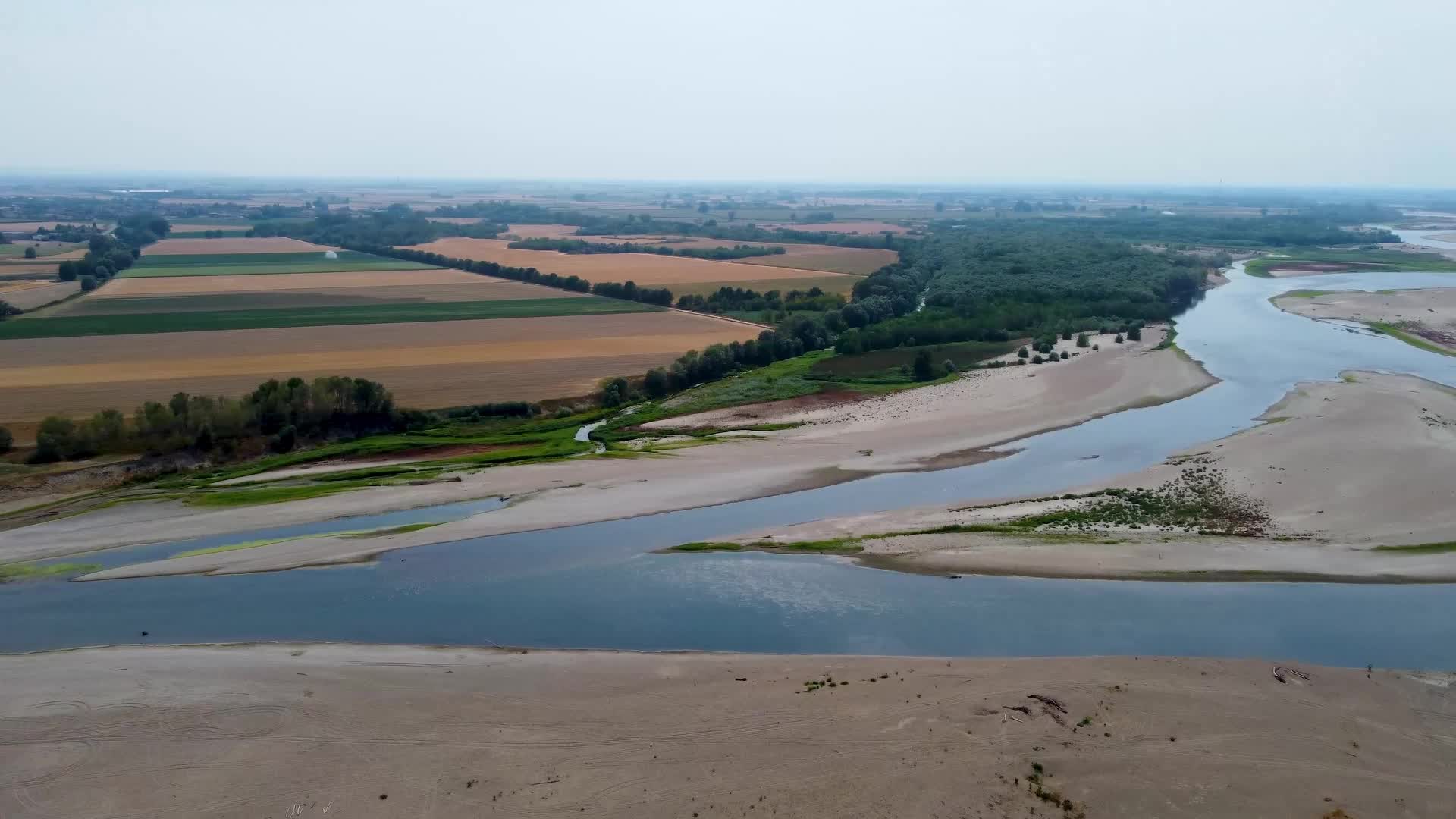 Drone View Of The River Po Drained By The Worst Drought In 70 Years