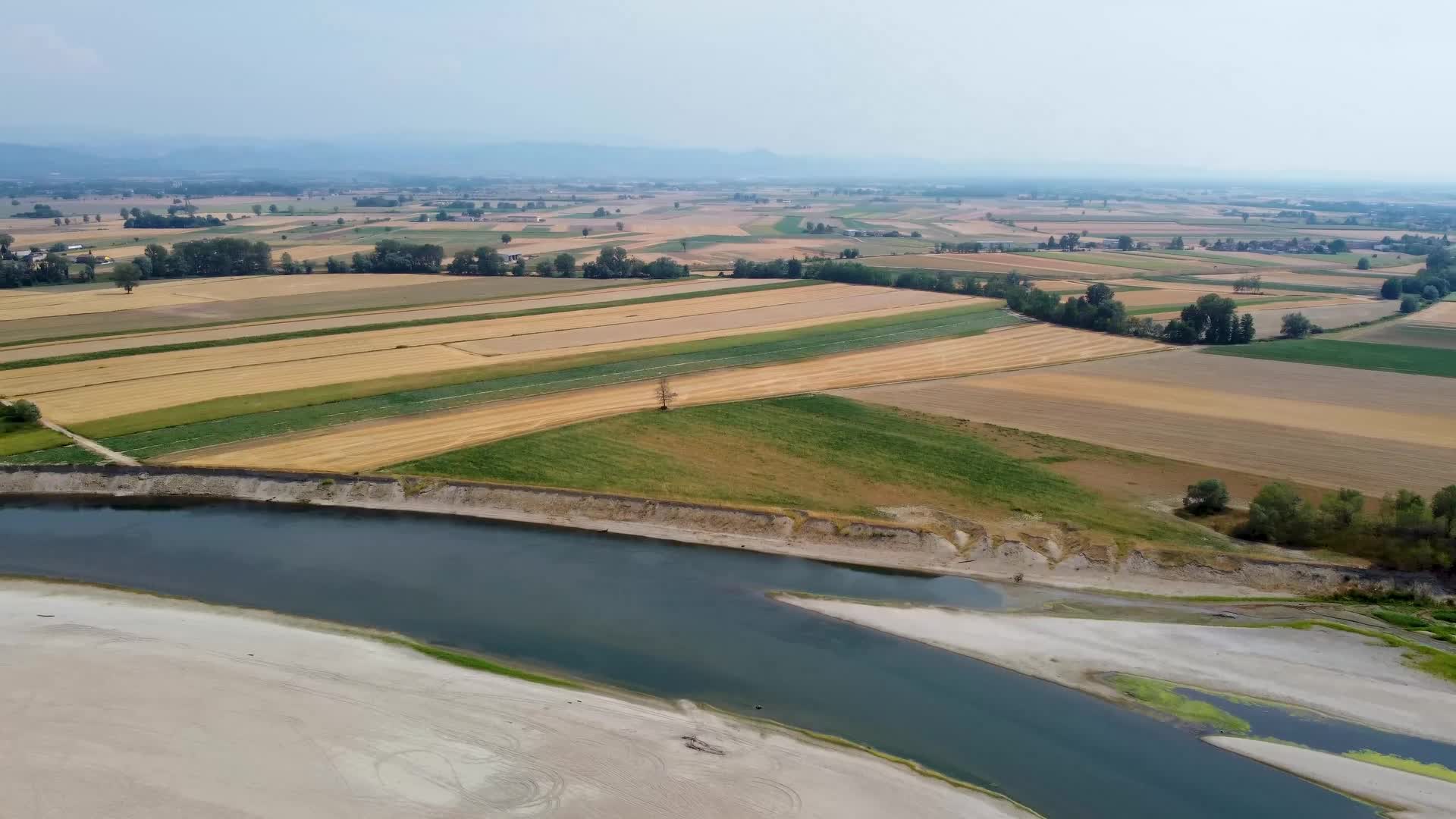 Drone View Of The River Po Drained By The Worst Drought In 70 Years