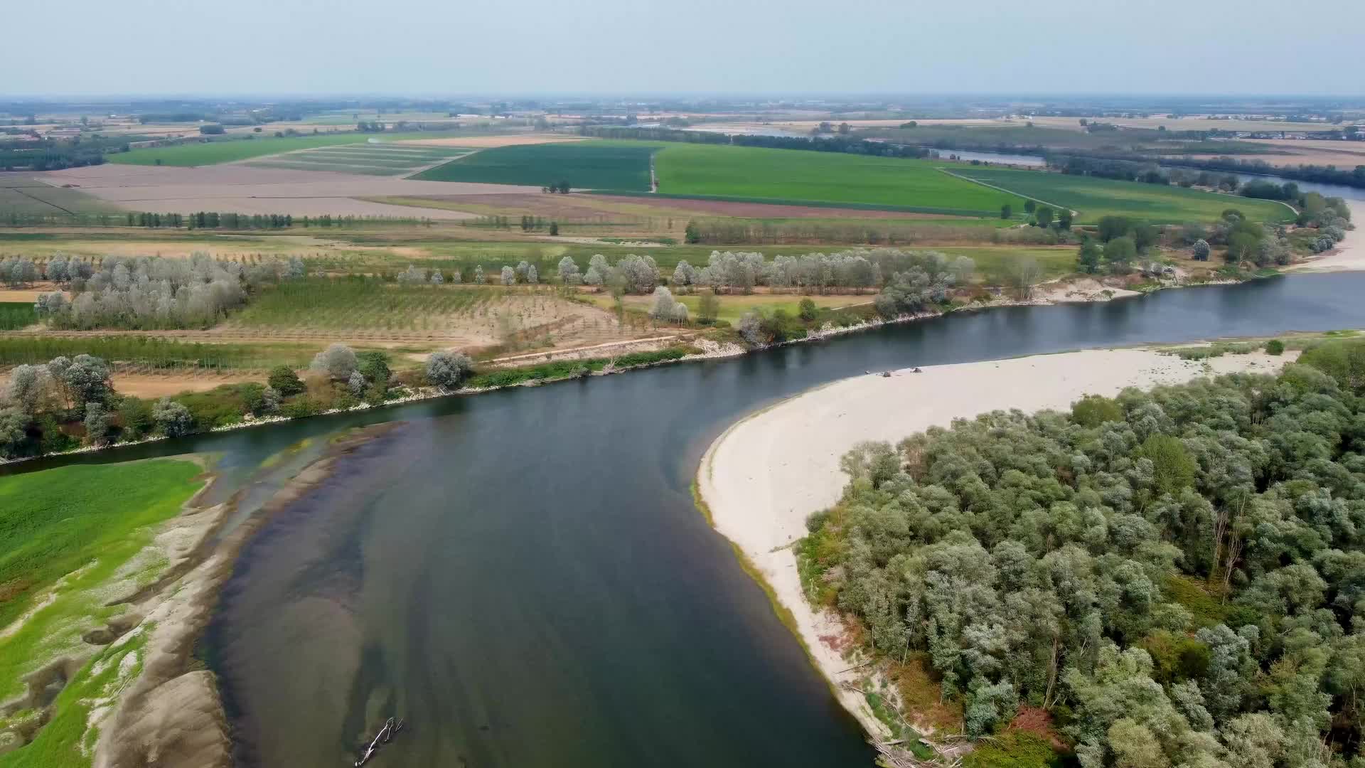 Drone View Of The River Po Drained By The Worst Drought In 70 Years