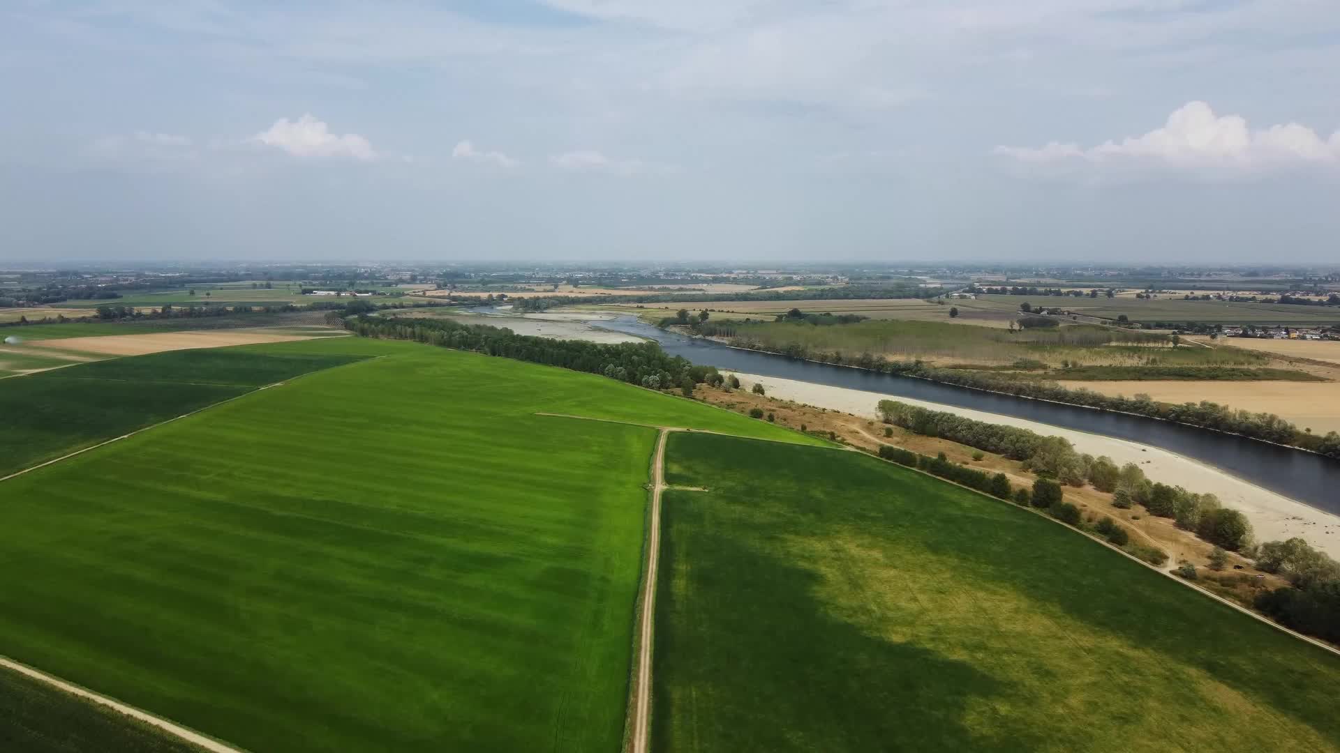 Drone View Of The River Po Drained By The Worst Drought In 70 Years