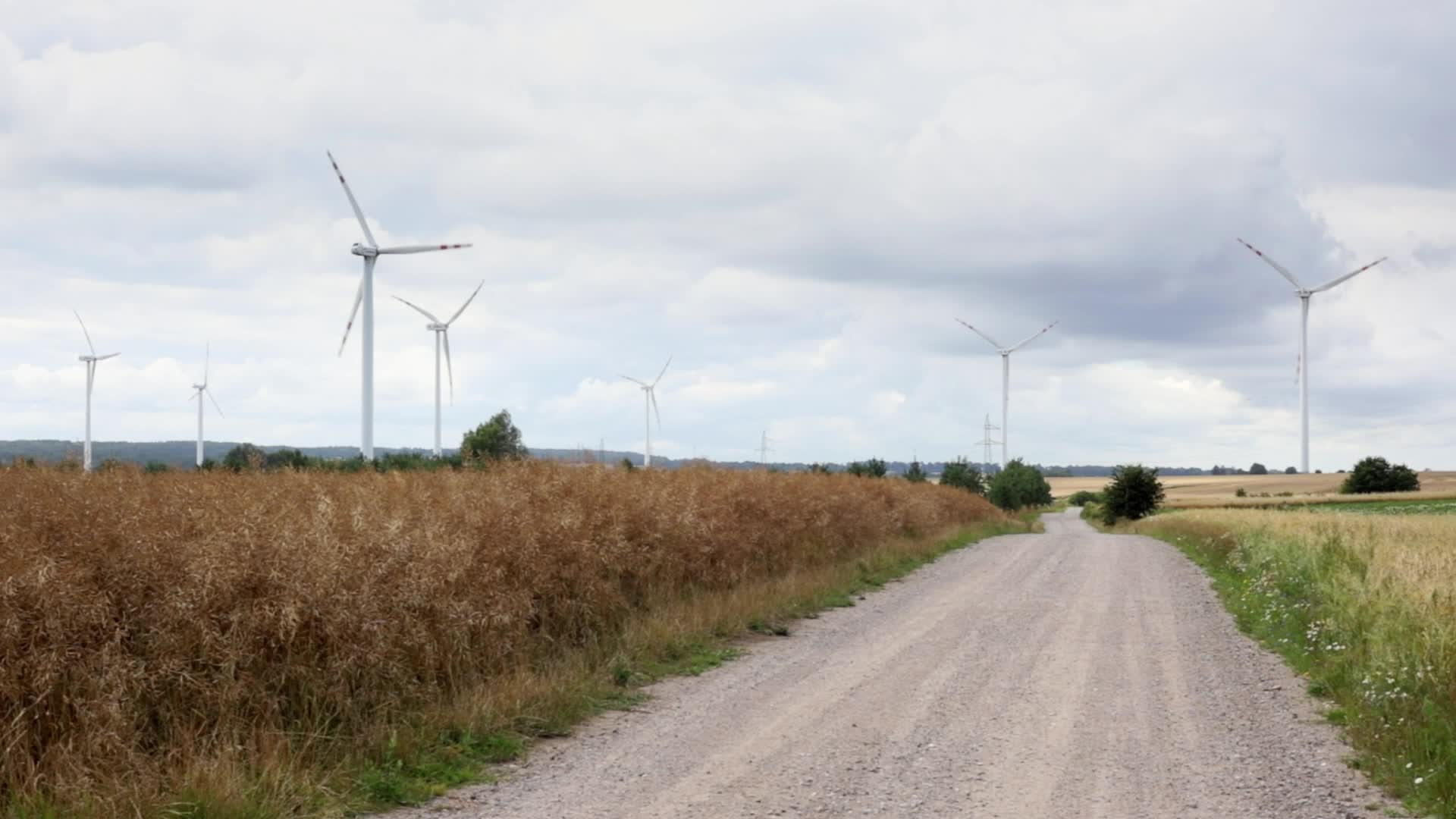 Windmills seen near Puck in Poland