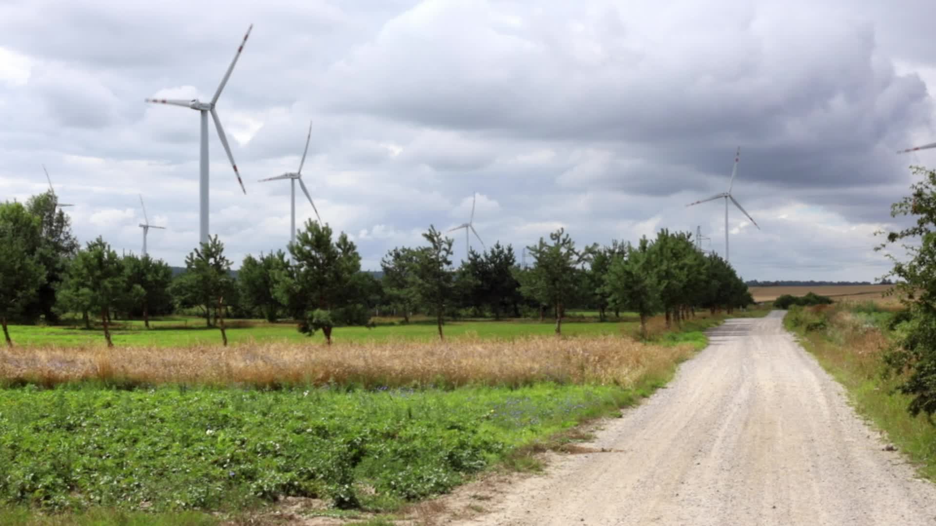 Windmills seen near Puck in Poland