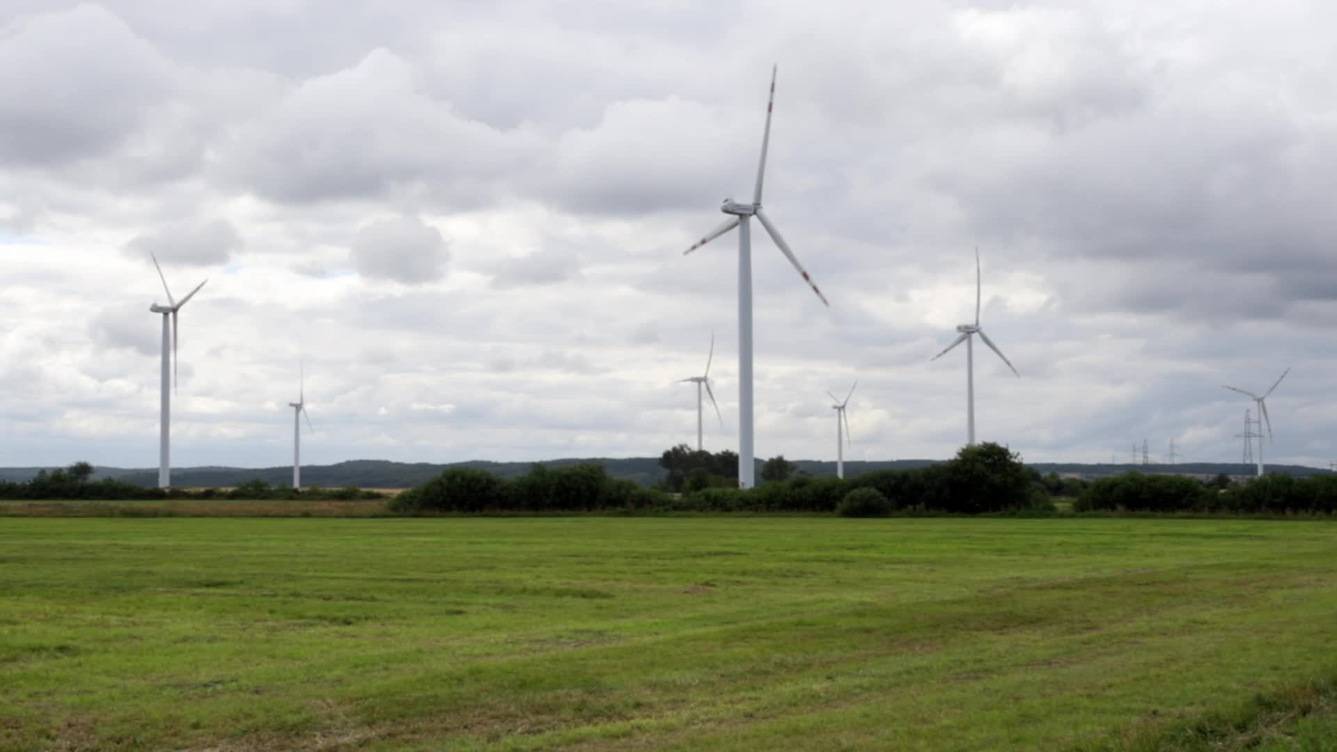 Windmills seen near Puck in Poland