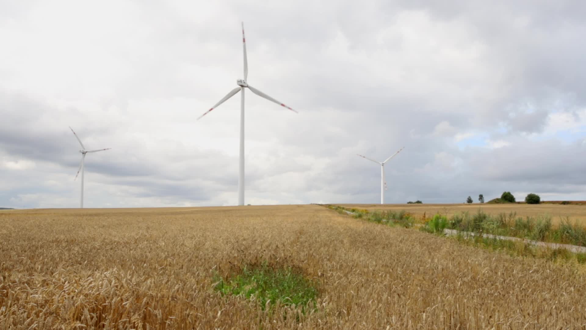 Windmills seen near Puck in Poland