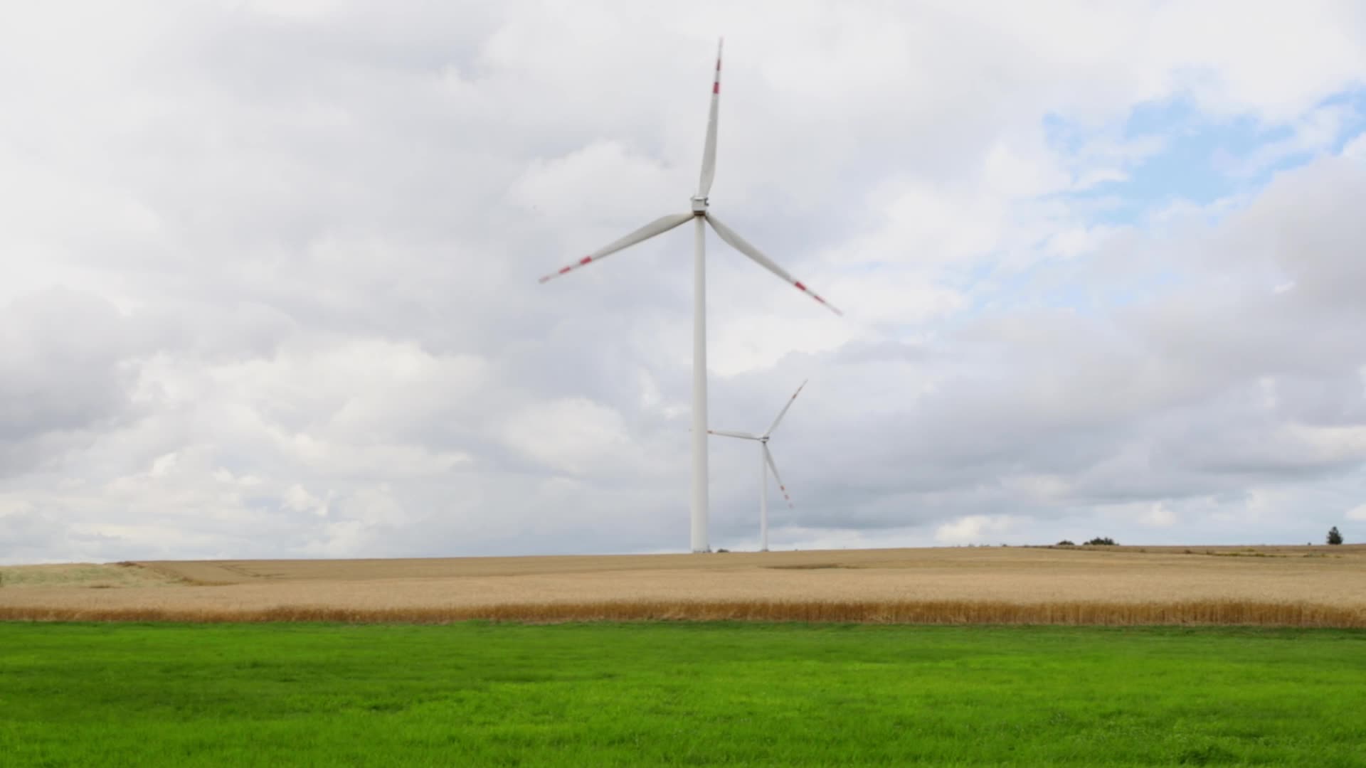 Windmills seen near Puck in Poland