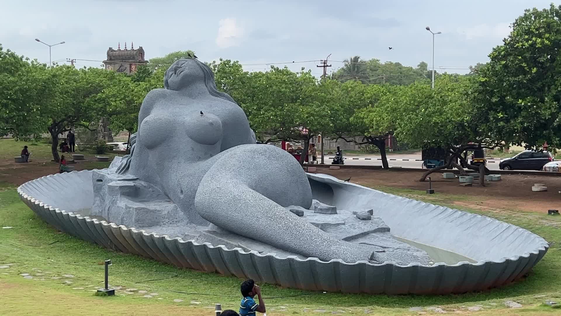 Mermaid sculpture at Shankumugham Beach