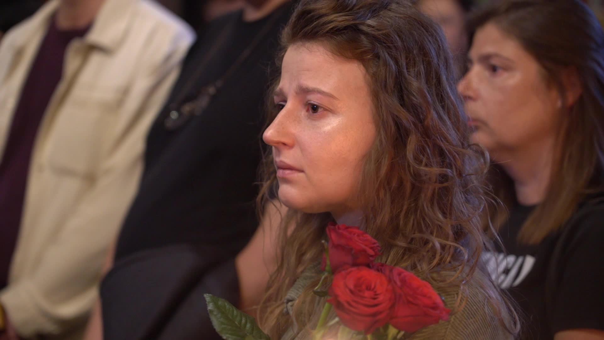Panehydp during the farewell ceremony for the soldier and poet Hleb Babich