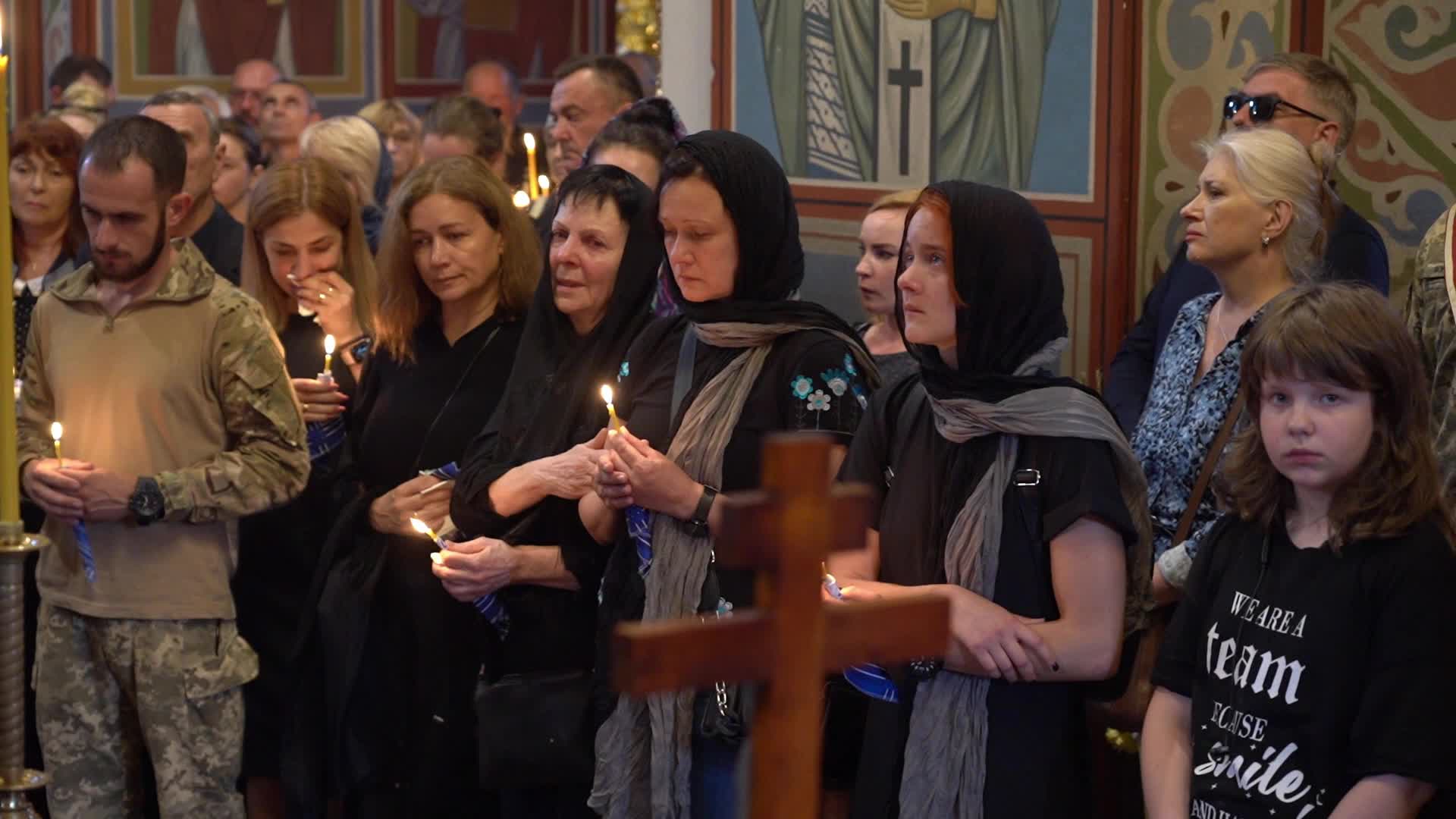 Panehydp during the farewell ceremony for the soldier and poet Hleb Babich