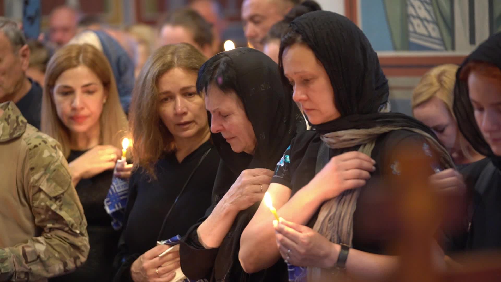 Panehydp during the farewell ceremony for the soldier and poet Hleb Babich