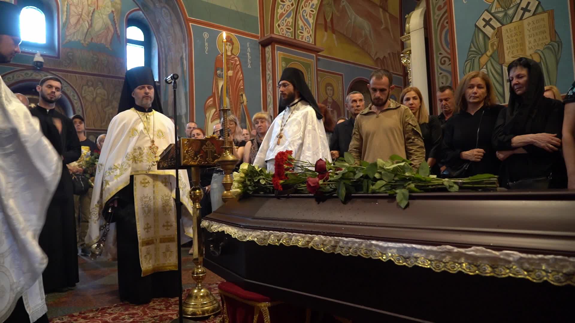 Panehydp during the farewell ceremony for the soldier and poet Hleb Babich