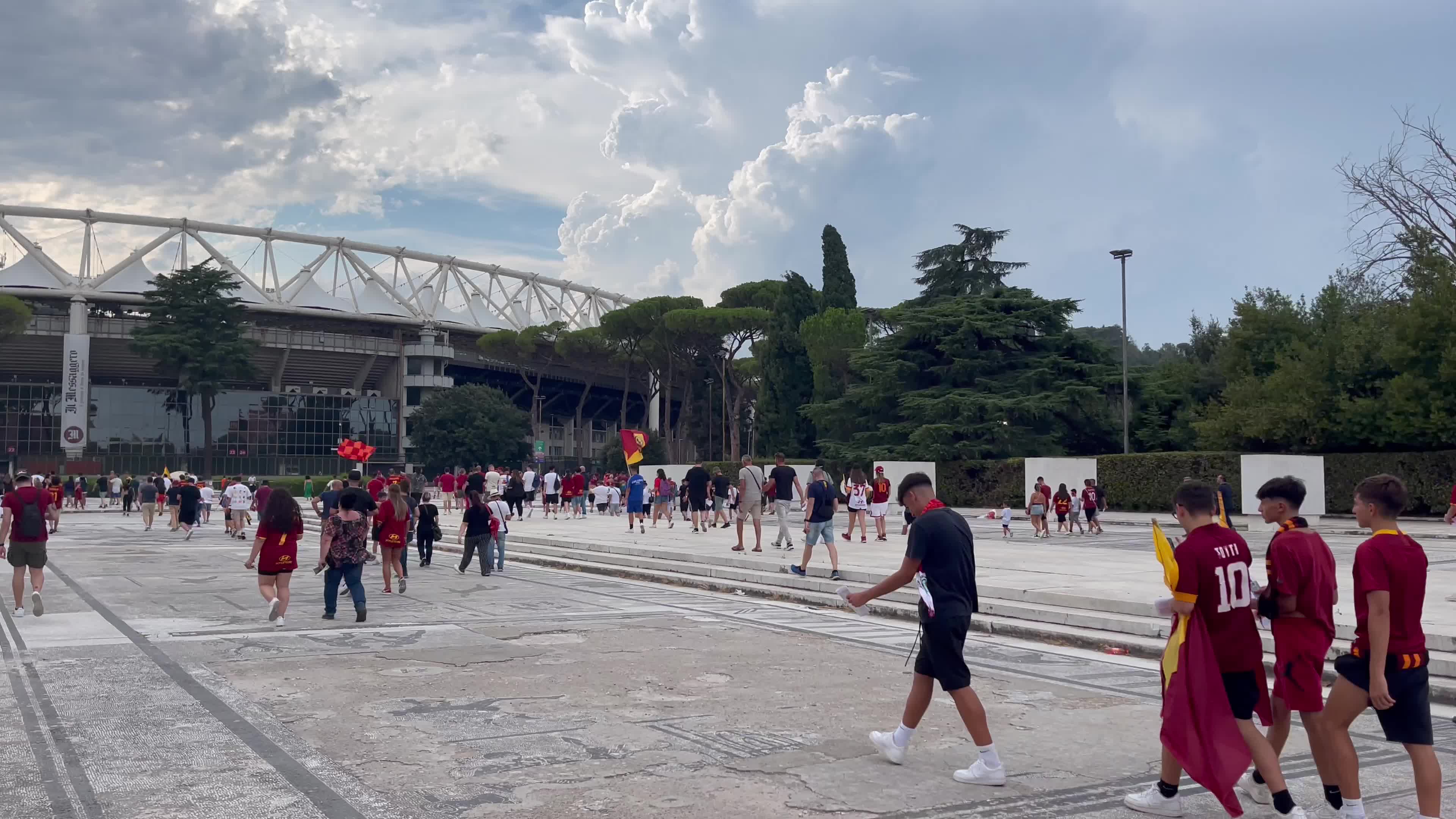AS Roma supporters outside the Olimpic Stadium before the Friendly Match with the Shakhtar Donetsk