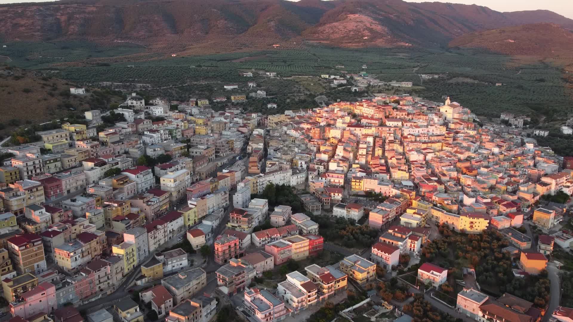 Drone View of sunset in Carpino, Italy