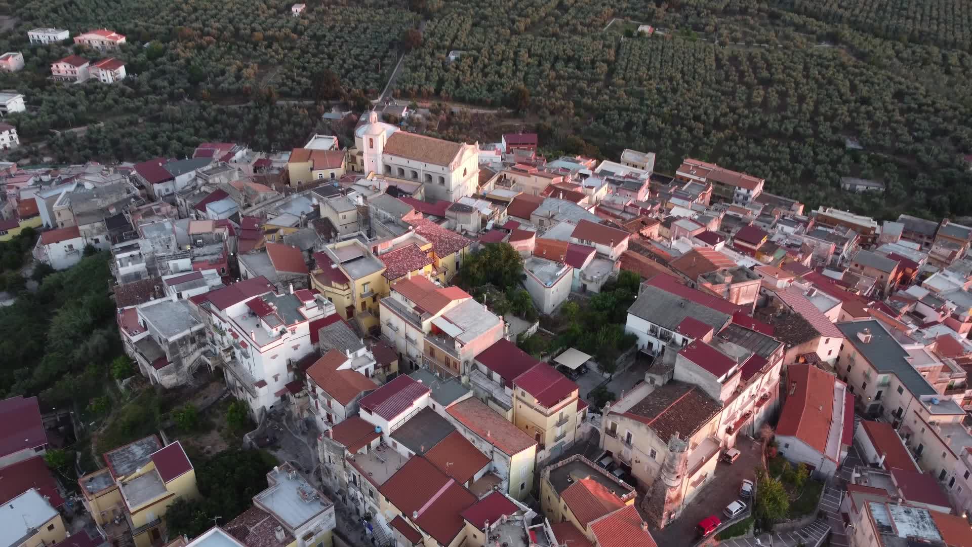 Drone View of sunset in Carpino, Italy