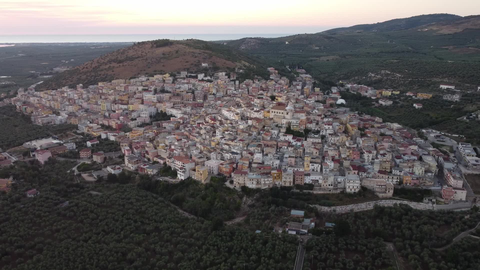 Drone View of sunset in Carpino, Italy