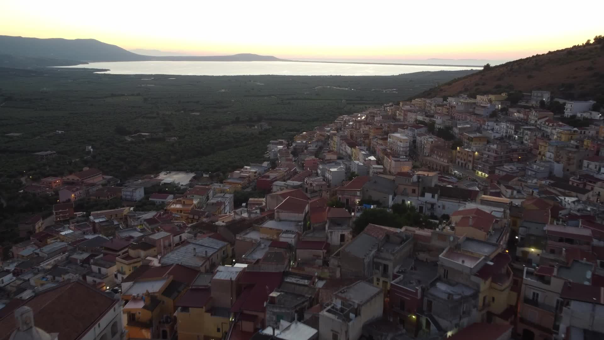 Drone View of sunset in Carpino, Italy